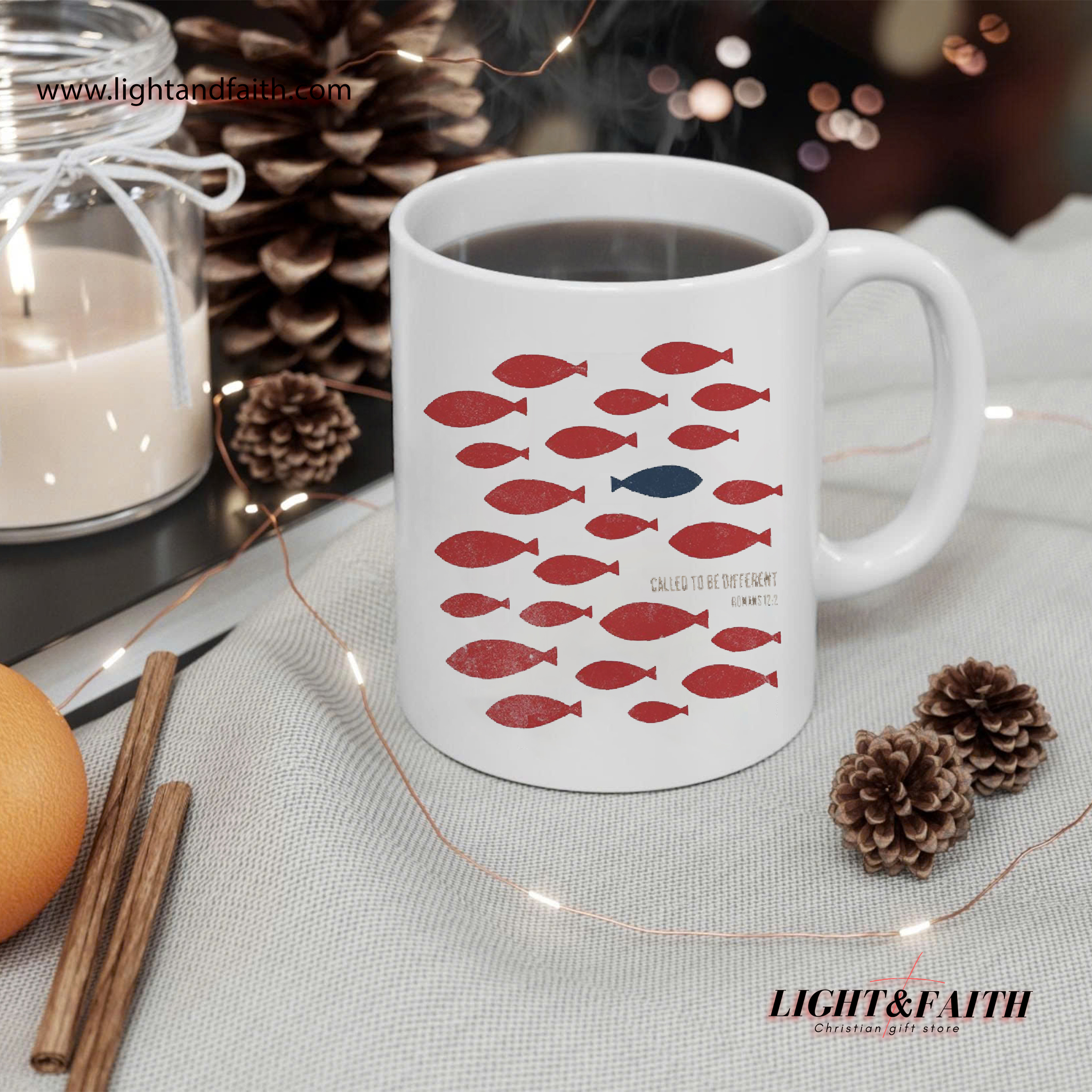 Called to Be Different Mug – Romans 12:2 Christian Mug, Stand Out Fish Faith Gift MULAF38
